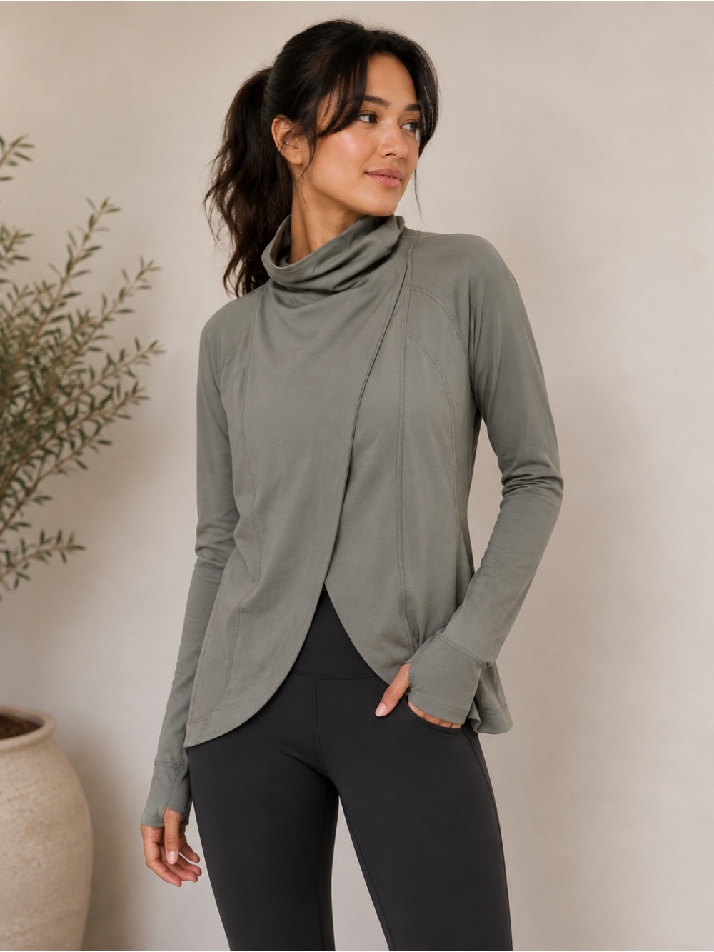 Lululemon Rulu Rally Wrap Jacket Gray Sage Green Size 8